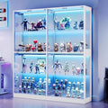 AMERLIFE 60-Inch RGB Display Cabinet with Glass Shelves | 70 H x 60 W x 16 D In, 4-Tier Storage, RGB LED Lights, Press-to-Open Doors, for Collectibles, White