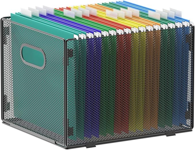 Samstar Hanging File Organizer, Mesh File Folder Organizer File Crate File Cabinet Inserts Storage Box, Letter Size