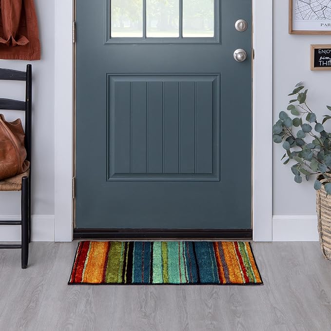 Mohawk Home Rainbow Stripe 2' 6" x 3' 10" Area Rug - Multicolor - Perfect for Living Room, Dining Room, Office