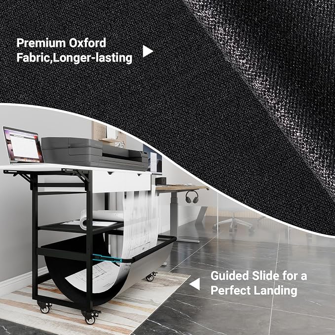 Natwind Wide Format Printer Stand,Plotter Table with Laptop Station,White | Plotter/Cutting Machines Stand, with Pull-out Drafting Collection,Roll Paper Holder,Accessory Drawer & Adjustable Shelf