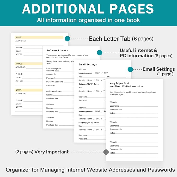 Address Book with Colorful Alphabetical Tabs (8.4" x 5.8") - Hardcover Telephone and Contact Organizer, with Space for Important Website Passwords and Software Licenses - Pink