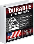 Samsill Durable 2 inch 3 Ring Binder, D Ring Binder, 100% Recycled Chipboard, White