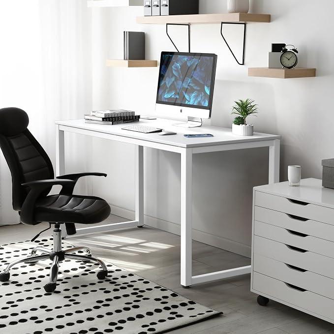 SHW 48-Inch Commercial-Grade Office Computer Desk, White | 10-Year Limited Warranty