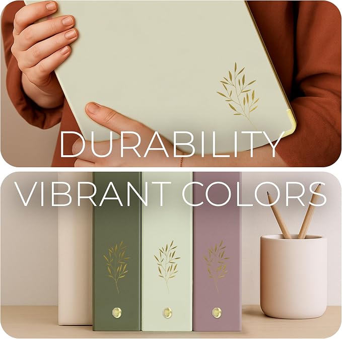3 Ring Binder 1-Inch Rings – 3-Pack of Cute Binders with Pockets, Gold-Foil & Metal Corners – 1 Inch Binders 3 Ring Cute for School, Office & Work – 1" Pastel Three-Ring Binder One Inch