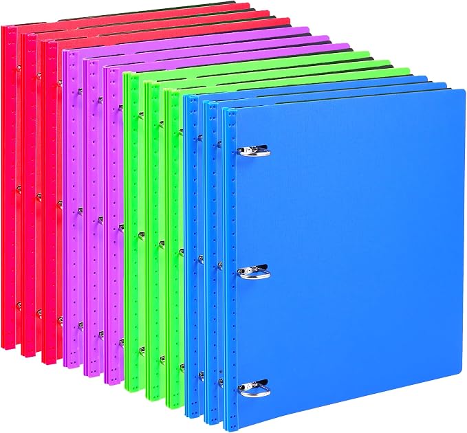 WOT I 12-Pack 1 Inch Telescoping 3 Ring Binder, Expandable Flexible Binder - Patented Design for Easy Portability, Holds 8.5"x11" Paper, Assorted Colors, School Office Supplies