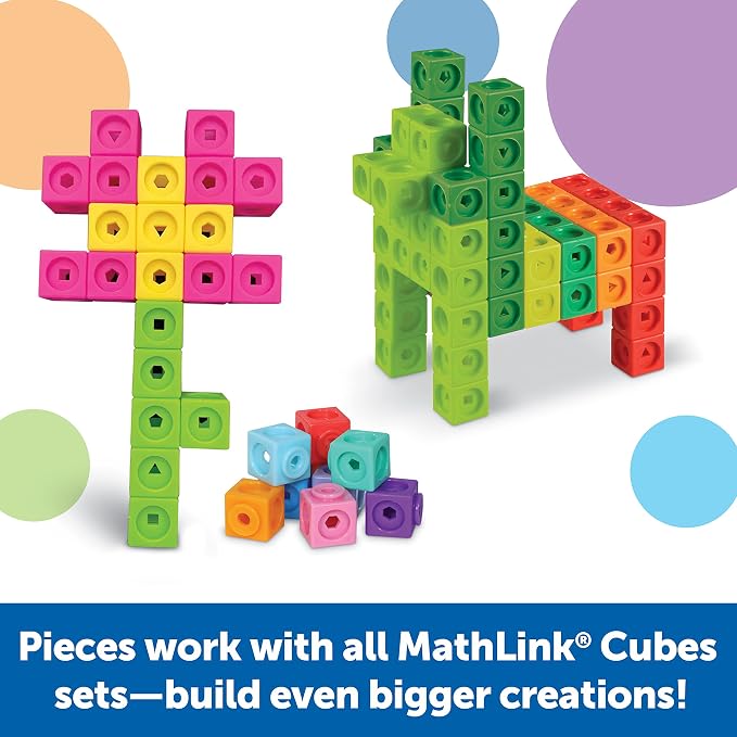 Learning Resources MathLink Cubes Activity Set: Fantasticals | Math Manipulatives Kindergarten for Counting, Number Blocks Toys, Counting Blocks for Classroom, Kids Mathlink Linking Cubes