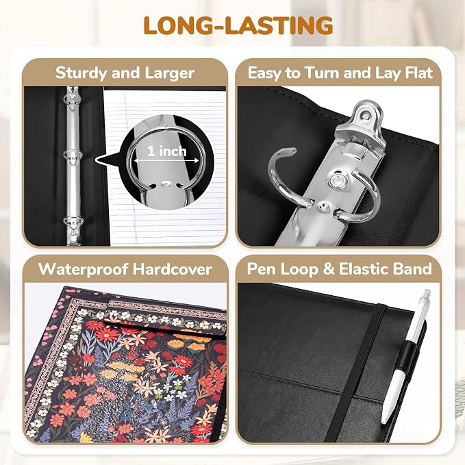 JoyCat 3 Ring Binder Clipboard with Storage, 5 Folders, Classical | 3 ring clipboard portfolio combines five expandable folders, a refillable letter size notepad and storage