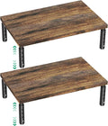 Adjustable Monitor Stand Riser for Desk, Wood Computer & Laptop Stand, Desk Organizers and Accessories, Office Desk Accessories & Workspace Organizer for Home Office Supplies, Brown 2-Pack
