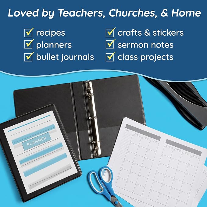 Blue Summit Supplies Small 3 Ring Binder for 5.5" x 8.5" Paper, Black 6 Pk | fits 5.5 x 8.5 in half letter paper, 1 in round rings, mini binder, clear pockets, for playbills, planners, recipes