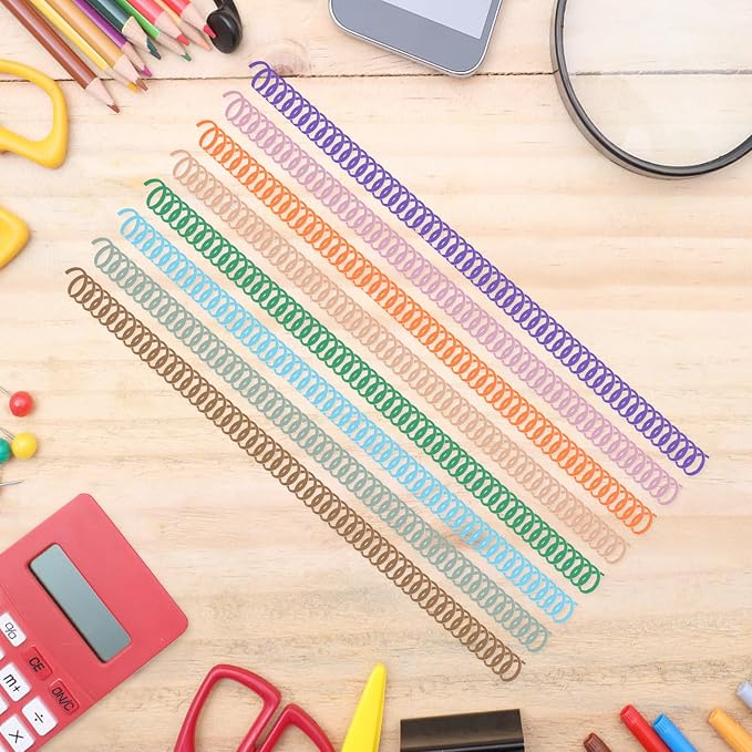 120 Pack Plastic Spiral Binding Coils Binder Binding Spirals Rings 1/4 Inch Spiral Binding Wire Combs Spines Coils, 4:1 Pitch (Pastel Color, 1/4 Inch)