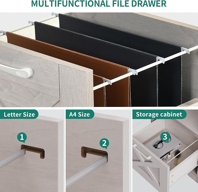 YITAHOME L Shaped Desk with Power Outlets | Computer Corner Desk, File Drawer, Monitor Stand & Storage Shelves, File Cabinet
