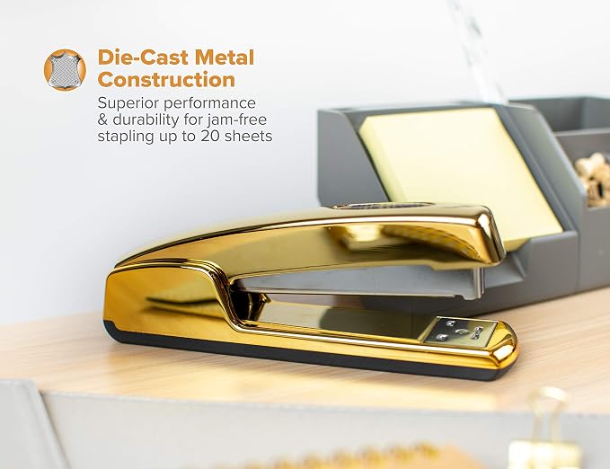 Bostitch Office Professional Metal Executive Stapler, 20 Sheet Capacity, Gold Chrome (B5000-GOLD) | (Pack of 6)