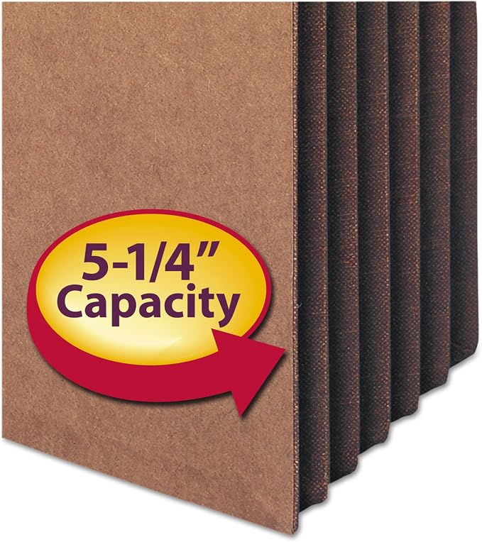 Smead File Pocket with Fully-Lined Gusset, Straight-Cut Tab, 5-1/4" Expansion, Letter Size, Redrope, 10 per Box (73274)