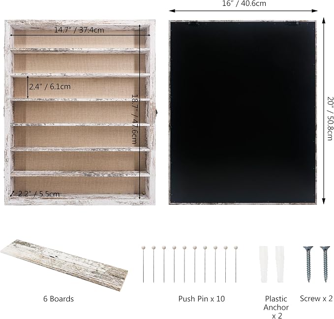 Shadow Boxes Display Cases 16x20 with Removable Shelves, 2.2 Inch White Deep Shadow Box Frame for Keepsake Collectibles, Coins Military Medals Pins Wedding Flowers