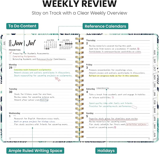 Planner 2026-2027, Academic Year Monthly & Weekly Planner Caledndar, July 2026 - June 2027, Hardcover Large Planning Agenda Book with Tabs for School Office Supplies, 8.5" x 11" - Drifting Whales