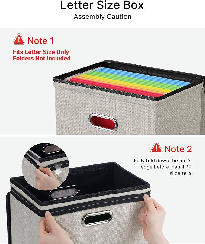 Oterri File Box Small 1-Pack Mesh Pockets Hanging Organizer for Letter-Size | Dustproof Lid. 3 Mesh Pockets. Collapsible Scratch-Resistant GRS Linen. Slide Rails. Office, Home, Dorm