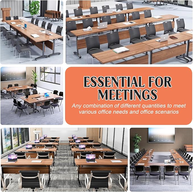 Conference Table,55.1''Folding Conference Room Table for 4-12 People,Mobile Flip Top MeetingTraining Table with Different Coulor and Styles for Offices, Classrooms,Meeting Room (2, 47.2''D)