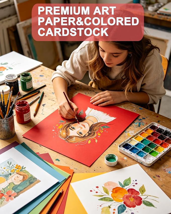 Veritas Red Cardstock 8.5 x 11 Letter Size, 110LB/199GSM Heavyweight Colored Card Stock Printer Paper, 100 Sheets Thick Red Cardstock for Printing, Copy, Invitations, Crafts, DIY Projects