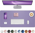 Leather Desk Pad Protector, Purple Desk pad, Office Desk Mat, Non-Slip PU Leather Desk Blotter, Laptop Desk Pad, Waterproof Desk Writing Pad for Office and Home (Light Purple, 31.5" x 15.7")