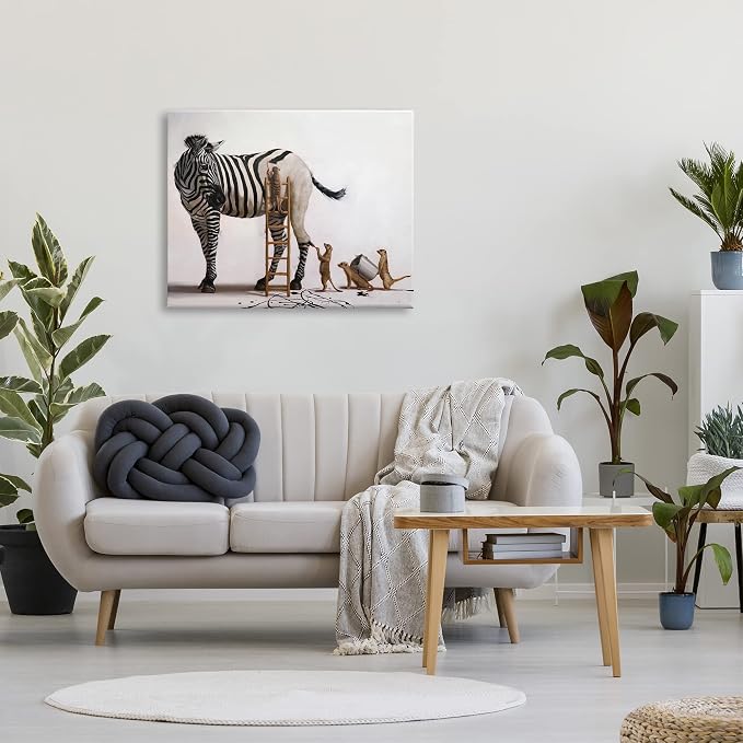 Stupell Industries 'Meerkats Painting Zebra Stripes'| Canvas Art | Stupell Industries | 40 x 30 Inches, Easy to Hang and Sturdy, Made in USA, by Lucia Heffernan