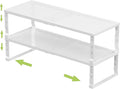 Jojocross Expandable Adjustable Stackable Kitchen Organizer, Spice Rack,Metal Pantry Storage Shelves Racks,Counter Shelf for Cabinets, Countertop, Cupboard (2 Packs/Medium/White)