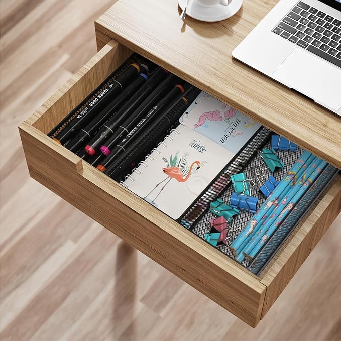 Office Drawer Organizer, 2 Pack Metal Mesh Desk Draw Divider, Versatile Desktop Organizer Tray to Keep Supplies Tidy and Easy to Access, Stackable A4 Paper Holder Tray