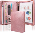 AZXCG Leather Padfolio for Women,3 Ring Portfolio Binder with Zipper,Business Portfolio for Women with A4 Writing Pad Holder, Portfolio Organizer for Business,School,Work