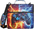 Game Controller Fire Electric Spark Zipper Binder Bag 3 Ring Binder with Shoulder Strap Zip Up 500 Sheets Capacity Multi Pockets for School Office Supplies