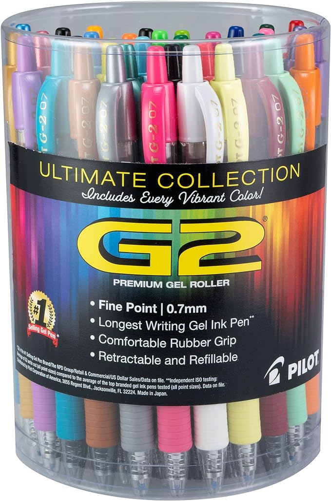PILOT G2 Pens, Assorted Color Inks, 36-Pack Tub