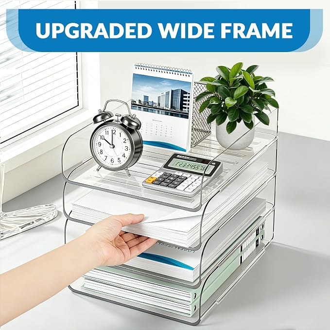 Vertical 4-Tier Acrylic Desk Paper Organizer for A4/Letter Paper | File Organizer for Folders, Books and Office Supplies, Ideal Office Organizer for Home & Office & School Workspace