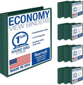 Samsill 1.5 Inch 3 Ring Binders, Economy Round Ring, Clear View Cover, 325 Sheet Capacity - for School, Home, Office - Green, 12 Pack