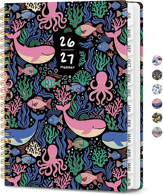 ZOTIA Academic Planner 2026-2027, Monthly & Weekly Jul 2026-Jun 2027 | Pelagia Parade, 6.3" x 8.5" Calendar Planner for Women, Hardcover Pretty Organizer for Women, School Office Home Supplies