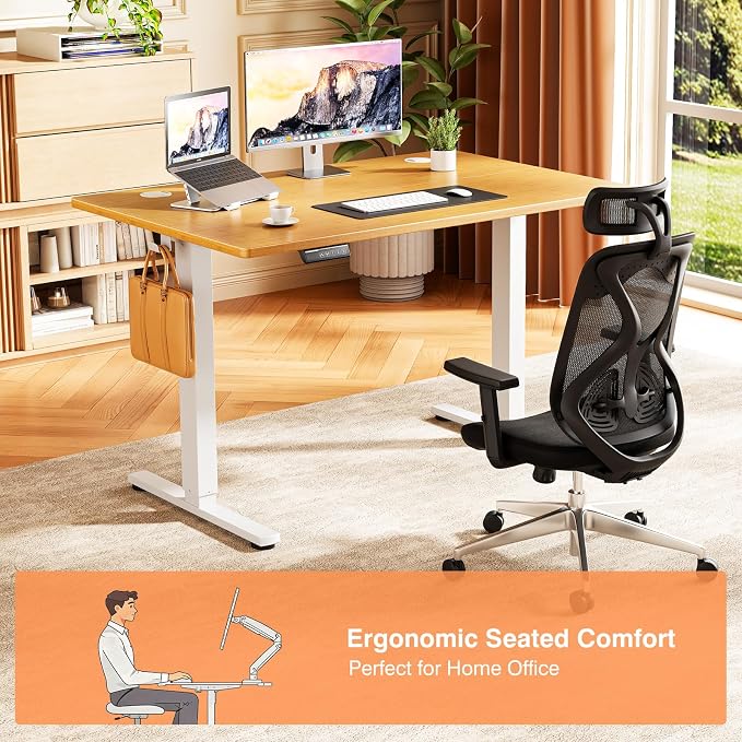 Sweetcrispy Electric Standing Desk, Computer Desk, 40x24 Inch | Adjustable Height, Splice Wood Board, 3 Memory Preset, Sit Stand Work Table for Home Office, Oak