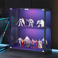 AMERLIFE RGB Display Cabinet, 32 x 16 x 36 Inch | 2-Tier Storage Case with LED Lights, Adjustable Shelves and Press-to-Open Doors, Black