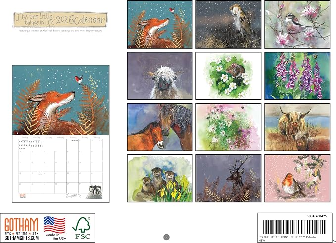 Alex Clark It's The Little Things In Life Calendar 2026 Nature Animal Monthly Wall Calender 12 Month | American Made In The USA