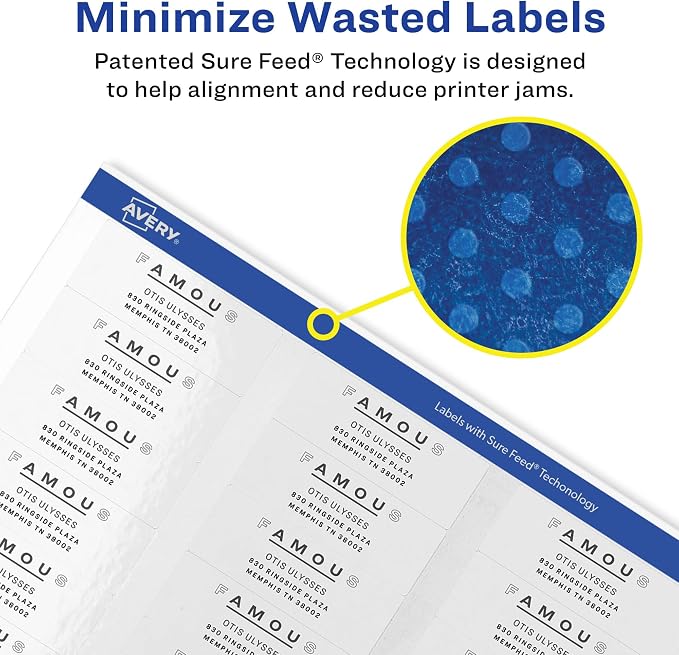 Avery Return Address Labels, Laser Printers, 6,000 Labels, 2/3 x 1-3/4, Permanent Adhesive, 5 Packs (5155)