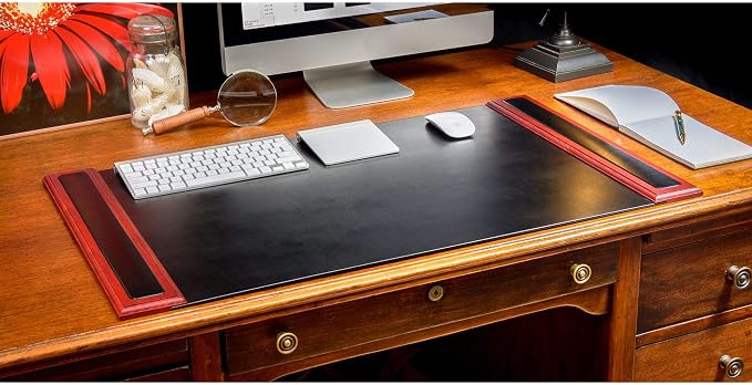 DACASSO Leather Desk Set - Luxury Leather Desk Pad& Desk Organization Essentials - Office Organization & Executive Desk Decor - (Rosewood and Black, 7 Piece)