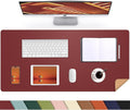 AFIING Cork Desk Mat, 35.4" x 17", Red,Desk pad Protector | Dual-Sided Cork & PU Leather, Large Mouse Pad, Non-Slip & Waterproof