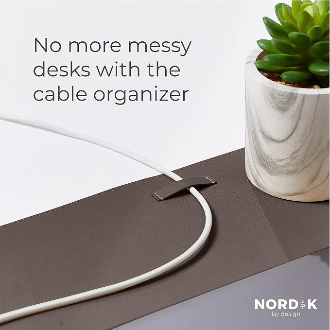 Nordik Leather Desk Mat - Cork Gunmetal Gray - Leather Desk Pad (35x17 in) | Premium Vegan Leather Desk Pad with Cable Organizer, Giftable, Extended Waterproof Mouse Mat, Non-Slip Desk Pad Protector