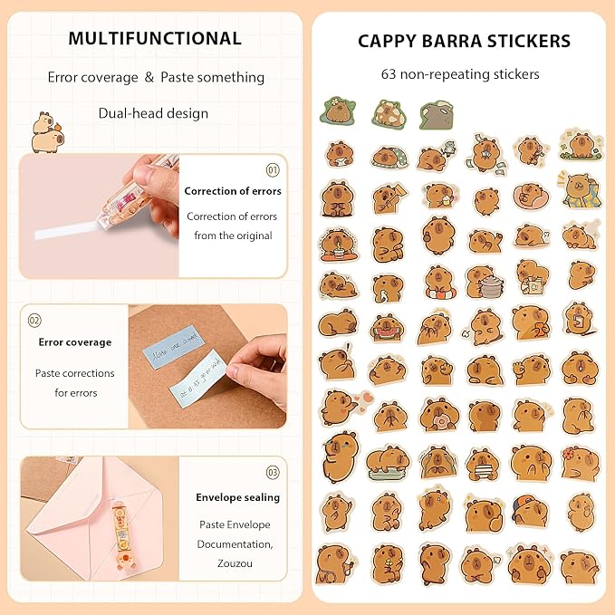 Cute Capybara Stationery Set, Kawaii School Supplies Gift for Students