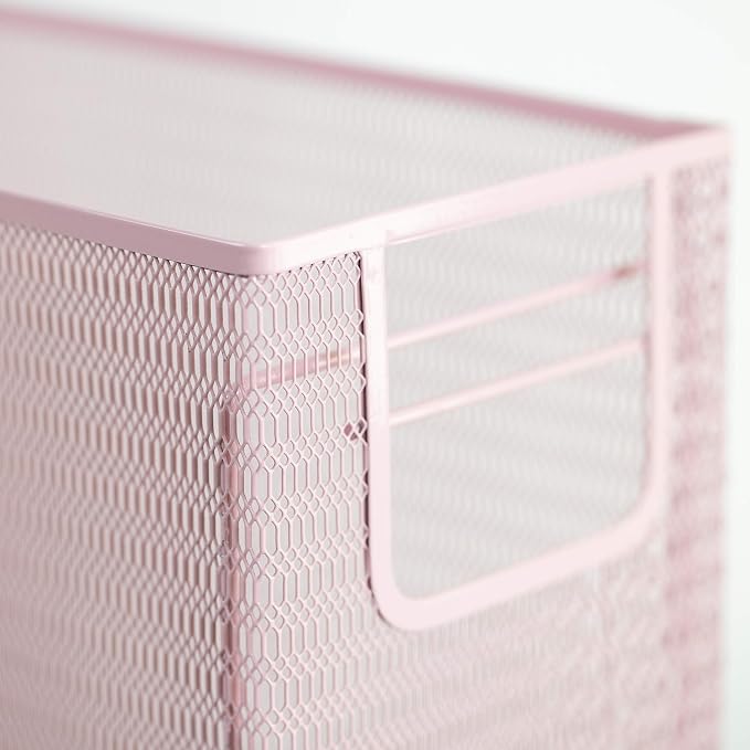 BLU MONACO | Pink Desk Organizer Set | 5 Piece Metal Office Desk Organizer with Hanging File Holder, Magazine Organizer, Pen Cup, Sticky Note Holder, Letter Sorter | Desk Organizers and Accessories