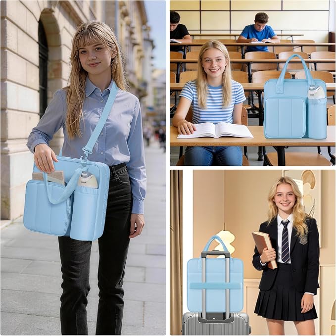 Upgraded Zipper Binder | 3-Inch & 2-Inch O-Rings, 600 Sheet Capacity Trapper Keeper with 13 Inch Laptop Sleeve & Water Bottle Holder, Binder Bag with Multi-Pockets & Shoulder Strap (Blue)