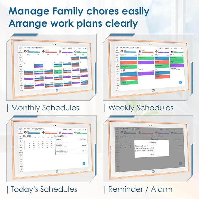 15.6" Digital Wall Calendar No Monthly Fee Family Hub Touchscreen