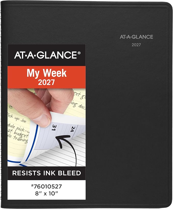 AT-A-GLANCE 2027 Appointment Book Planner, Weekly & Monthly, 13-Month Jan-Jan, 8" x 10", QuickNotes, Black (76010527)