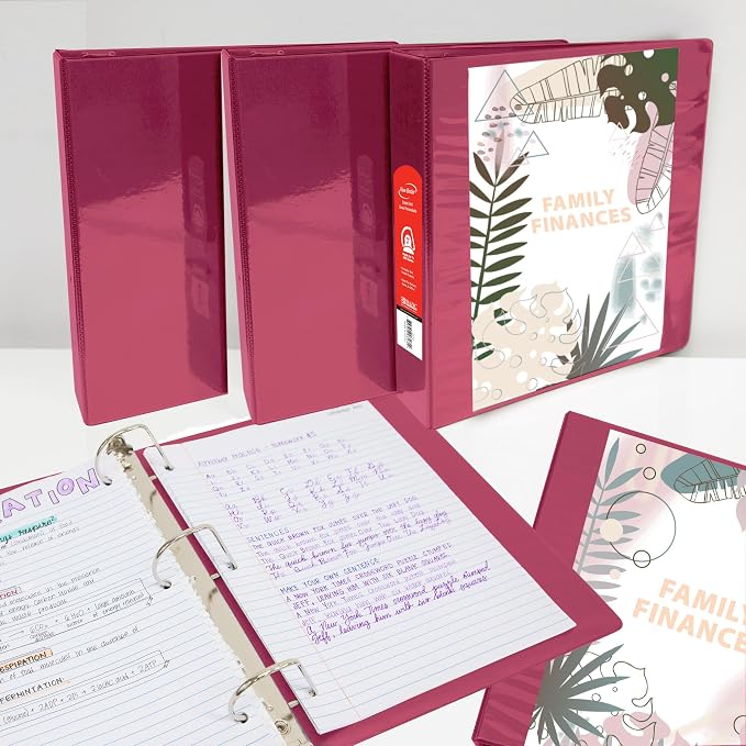 BAZIC Products 2" Burgundy 3-Ring View Binder, Slant-D Ring, 2 Pockets | 2 inside pockets, 2 in Burgundy view 3-ring binder, slant-D rings, holds up to 480 sheets, Durable poly cover, 2 Pockets