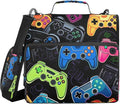 ATTX Colorful Video Game Controllers Zipper Binder with Adjustable Padded Strap - 3 Ring 500 Sheet Capacity Binder Bag with Multi-Pocket Organizer, Fits 12 Inch Laptop#252