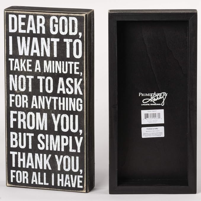 Primitives by Kathy 19437 Classic Black and White Box Sign, 6 x 12.5-Inches, Dear God