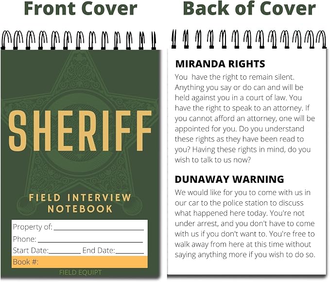 Field Equipt Law Enforcement Incident Report Notepads, Sheriff, Security & Police Gear, EDC Officer Notebook, Cop Gifts, Interview Equipment Accessories Book, 6 Pack (Sheriff)