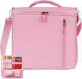 2 Inch 3 Ring Zipper Binder with 500 Sheet Capacity, 6 Tab Expanding File Folder, Multi-Pocket Design, Shoulder Strap and Handle for Middle School and Office (Pink)