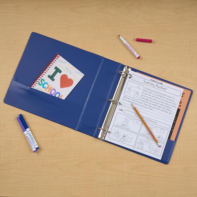 12 Pack Assorted Color 3-Ring Binders, 2", Round Ring, Durable, EPI, Holds 425 Sheets, 2 Inside Pockets, Organizer for School, Home Office